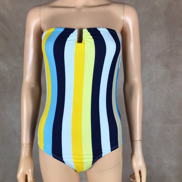 Strapless U-Ring Summer Striped Bodysuit NWT SMALL - Picture 1 of 10